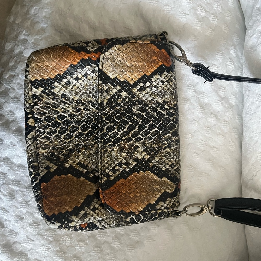 Black and Brown Snakeskin Crossbody Bag